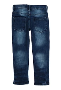 Little Boys Straight Leg Whiskered Jeans, Blue, Size 4