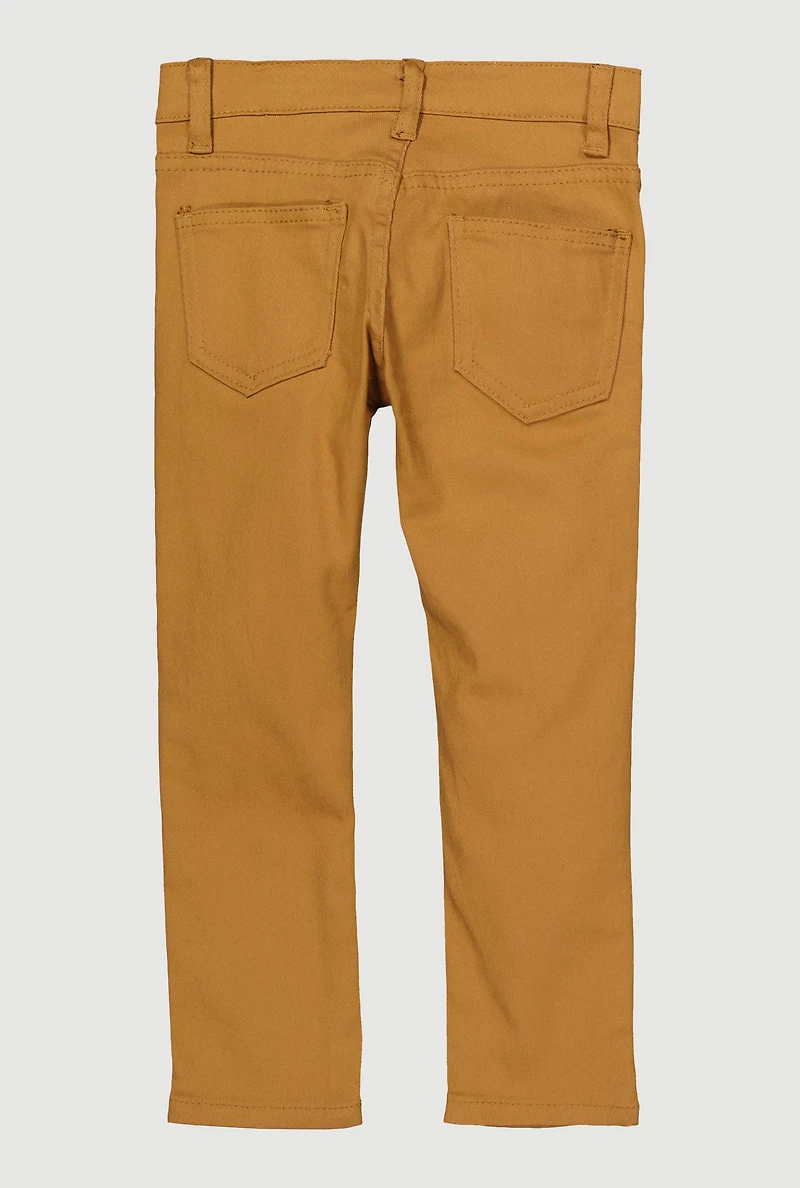 Little Boys Distressed Patch and Repair Skinny Jeans, Khaki, Size 7