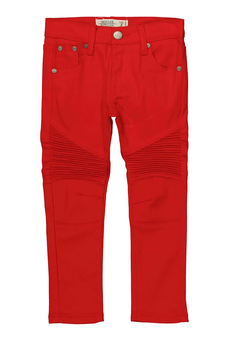 Little Boys Moto Skinny Jeans, Red,