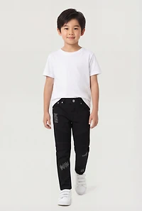 Little Boys Decorative Stitch Mid Rise Moto Jeans