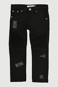 Little Boys Decorative Stitch Mid Rise Moto Jeans