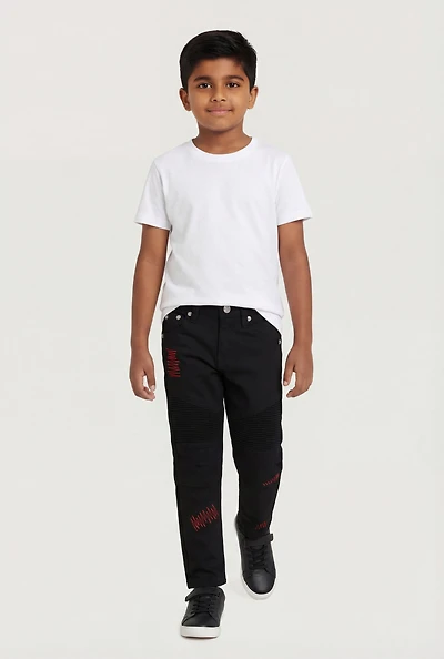 Little Boys Decorative Stitch Moto Skinny Jeans