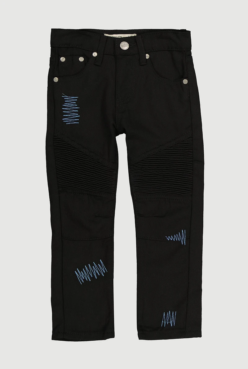 Little Boys Decorative Zig Zag Stitch Moto Jeans