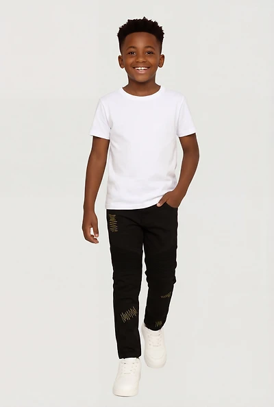 Little Boys Decorative Stitch Moto Jeans