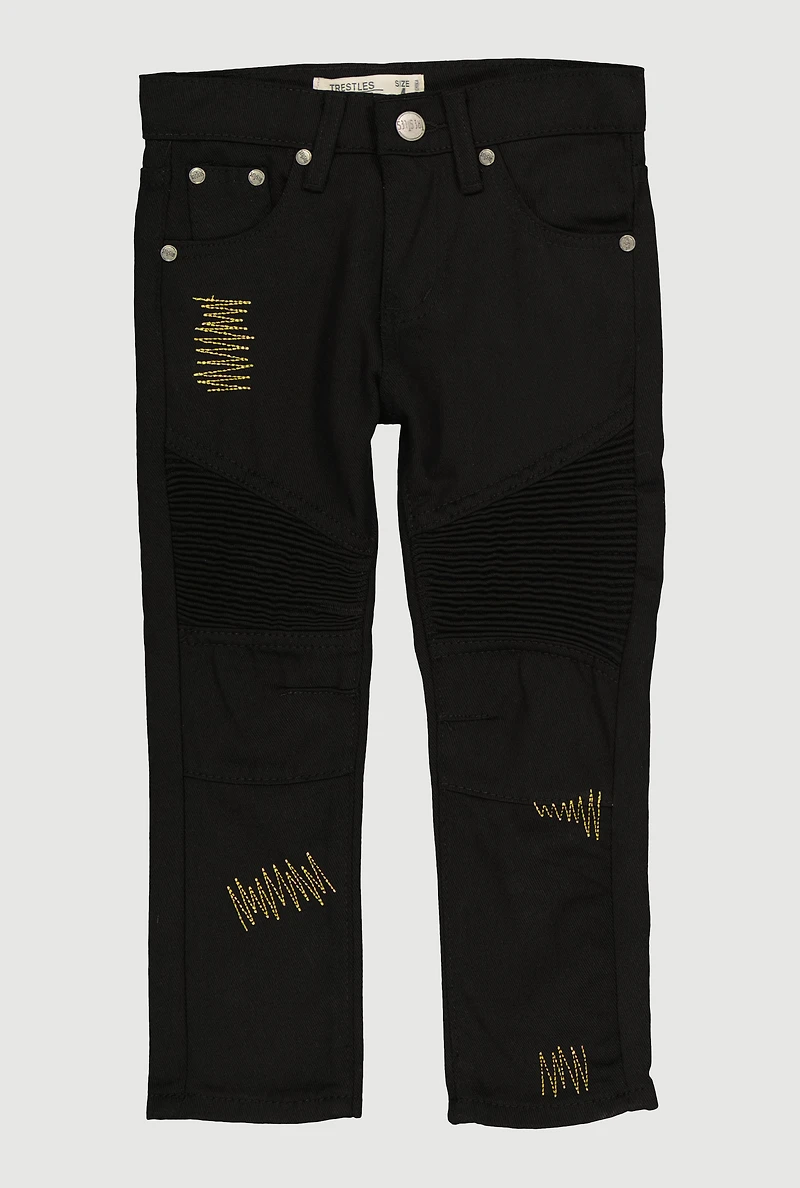 Little Boys Decorative Stitch Moto Jeans