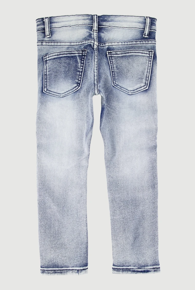 Little Boys Distressed Patch and Repair Moto Jeans