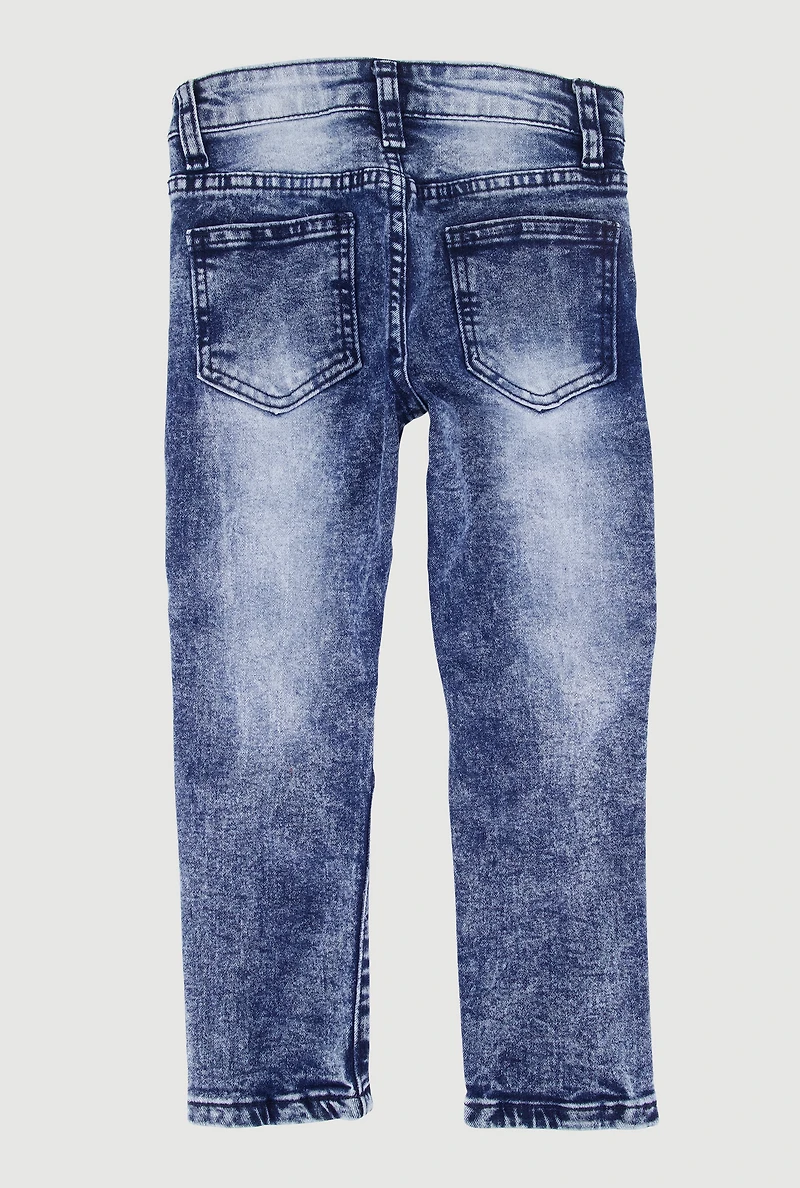 Little Boys Acid Wash Distressed Moto Jeans