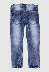 Little Boys Acid Wash Distressed Moto Jeans