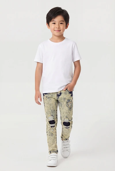 Little Boys Acid Wash Patch and Repair Jeans