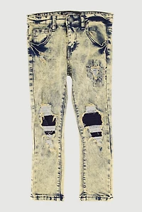 Little Boys Acid Wash Patch and Repair Jeans