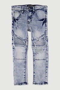 Little Boys Acid Wash Frayed Moto Jeans