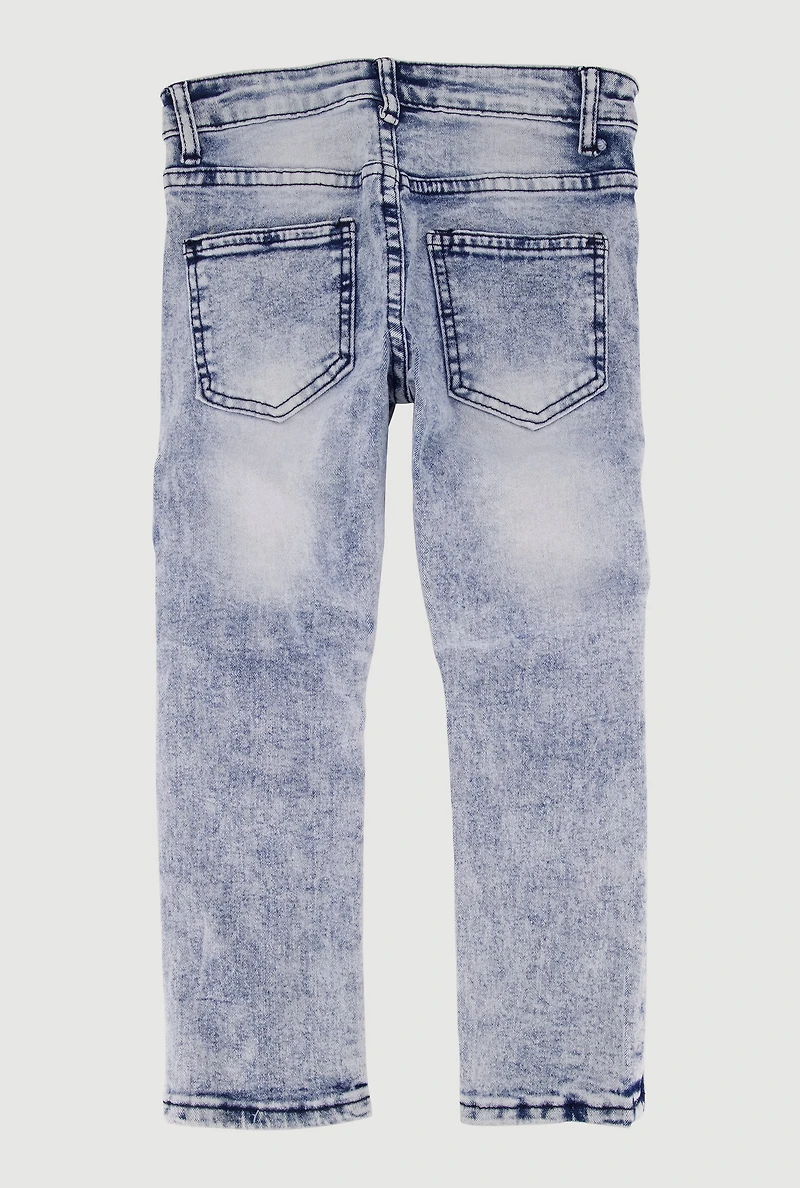 Little Boys Acid Wash Frayed Moto Jeans