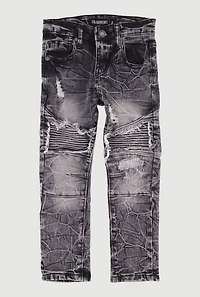 Little Boys Distressed Moto Jeans
