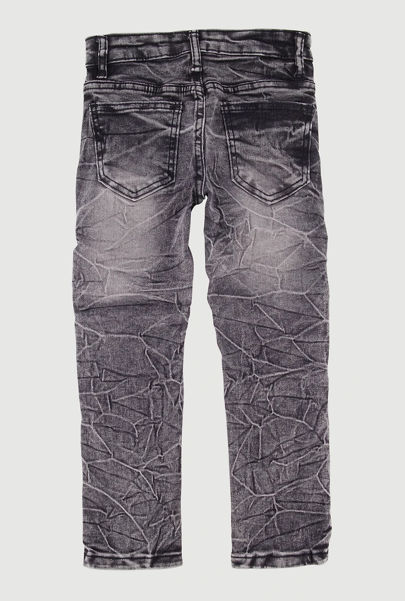 Little Boys Distressed Moto Jeans