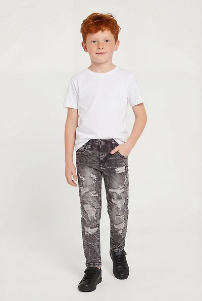 Little Boys Stone Wash Distressed Jeans
