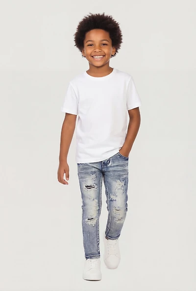 Little Boys Acid Wash Distressed Jeans