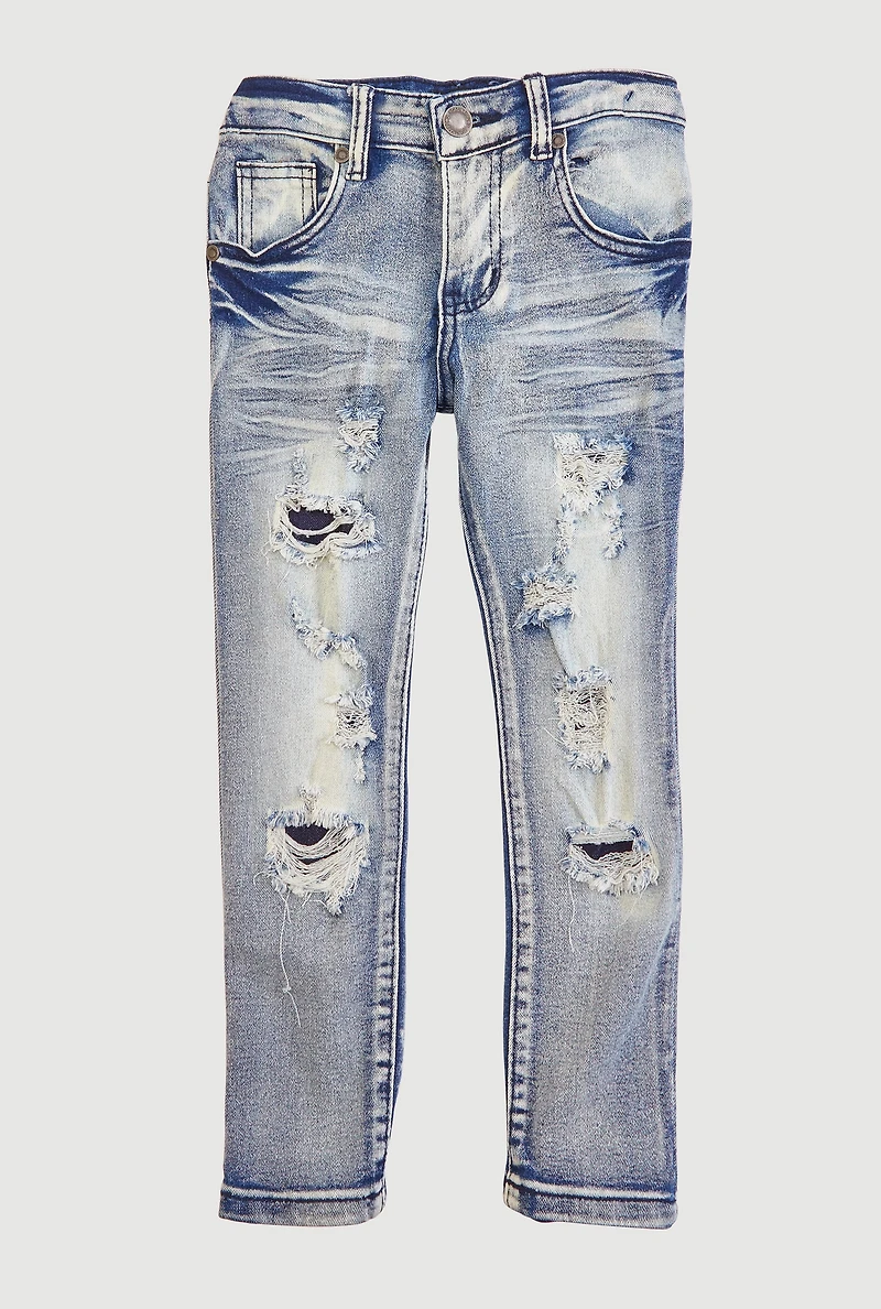 Little Boys Acid Wash Distressed Jeans