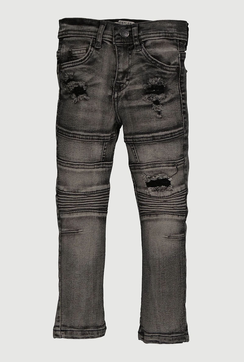 Little Boys Patch and Repair Moto Jeans