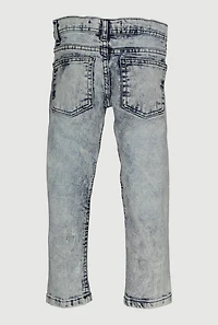 Little Boys Acid Wash Frayed Skinny Moto Jeans