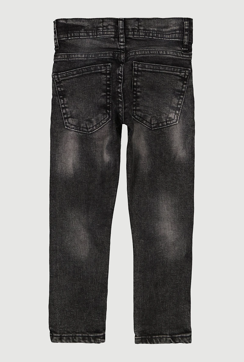 Little Boys Distressed Patch and Repair Whiskered Skinny Jeans