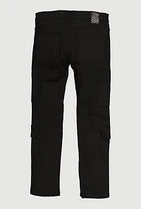 Boys Cargo Pocket Moto Jeans, Black, Size 10