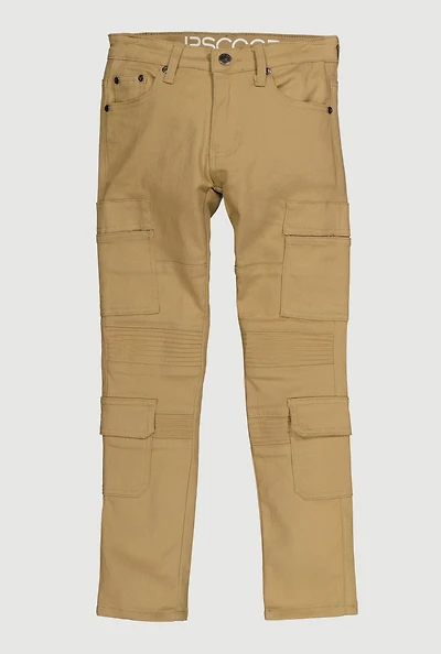 Boys Utility Moto Skinny Jeans, Khaki, Size 10