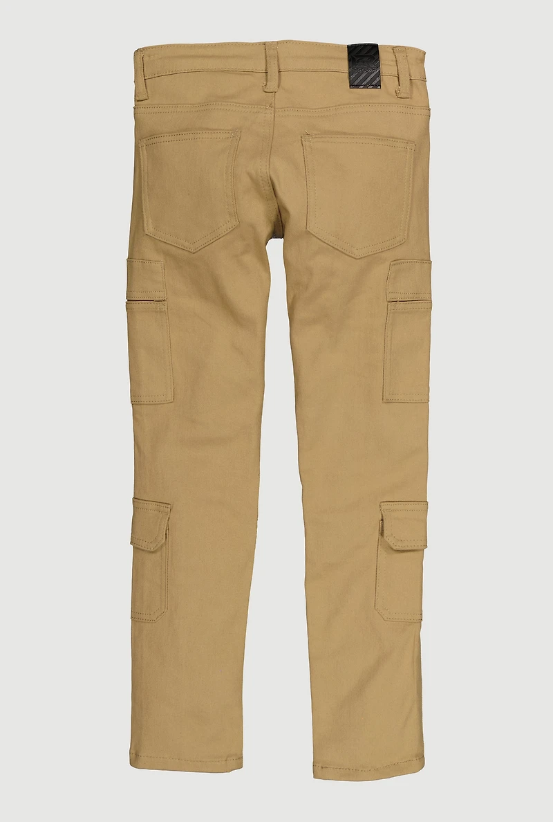 Boys Utility Moto Skinny Jeans, Khaki, Size 14