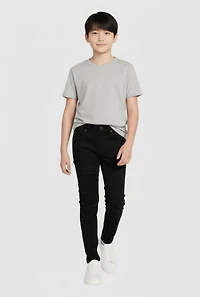 Boys Frayed Stretch Jeans, Black,