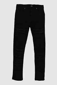 Boys Frayed Stretch Jeans, Black, Size 10