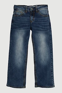 Boys Straight Leg Whiskered Jeans, Blue, Size 12