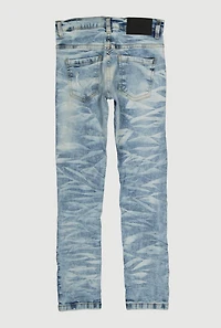 Boys Mineral Wash Distressed Skinny Jeans, Blue, Size 12