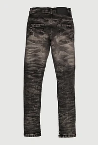 Boys Mineral Wash Patch and Repair Skinny Jeans, Grey, Size 10