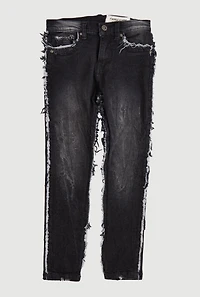 Boys Mineral Wash Frayed Jeans, Black, Size 16