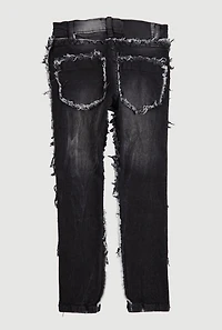Boys Mineral Wash Frayed Jeans, Black,