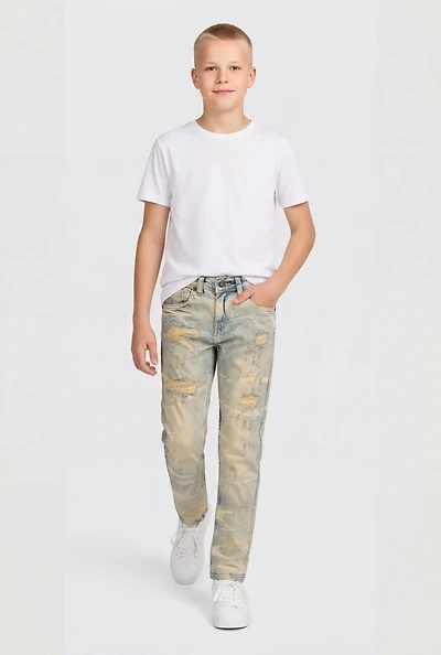 Boys Distressed Whiskered Skinny Jeans