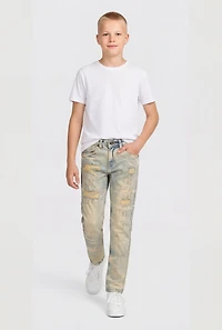 Boys Distressed Whiskered Skinny Jeans