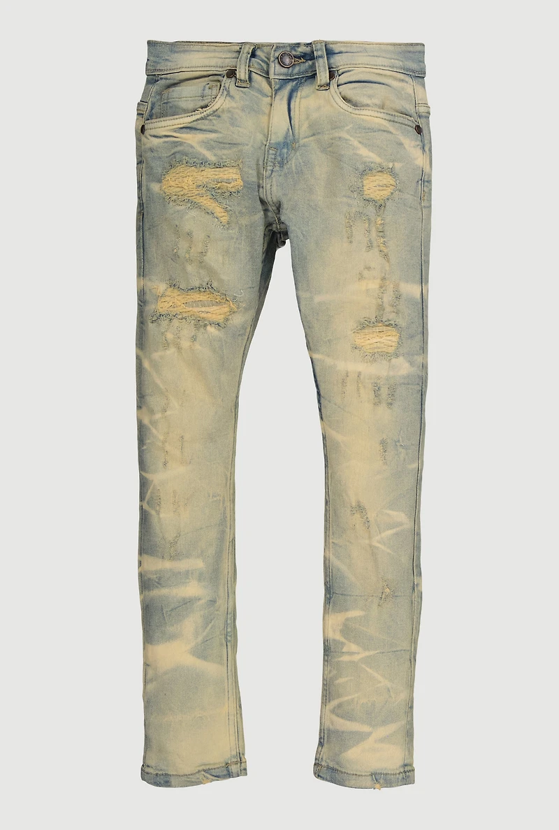 Boys Distressed Whiskered Skinny Jeans
