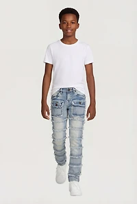 Boys Frayed Distressed Tiered Jeans
