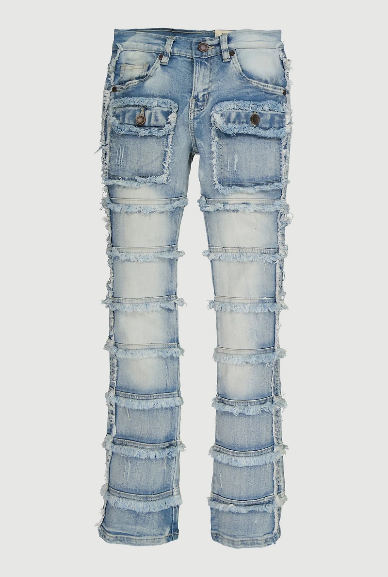 Boys Frayed Distressed Tiered Jeans