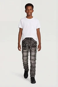 Boys Frayed Tiered Skinny Jeans
