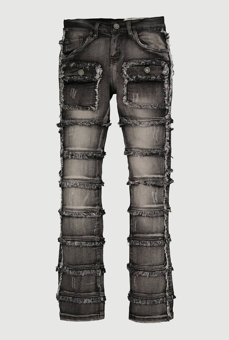 Boys Frayed Tiered Skinny Jeans