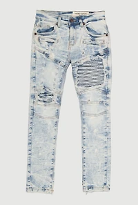 Boys Distressed Decorative Stitch Skinny Jeans