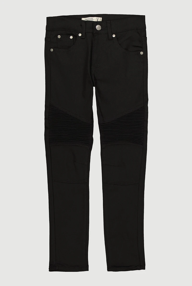 Boys Skinny Leg Moto Jeans, Black, Size 14