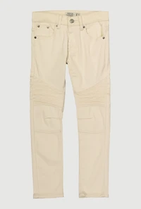 Boys Solid Moto Jeans, White, Size 10
