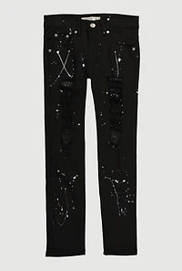 Boys Paint Splatter Distressed Jeans