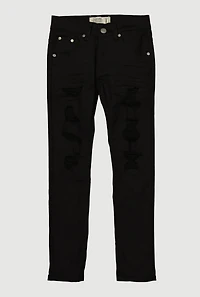 Boys Patch and Repair Skinny Jeans, Black, Size 14