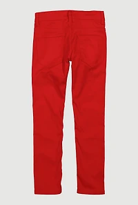 Boys Patch and Repair Distressed Jeans, Red, Size 10