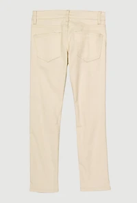 Boys Patch and Repair Distressed Skinny Jeans, White, Size 10