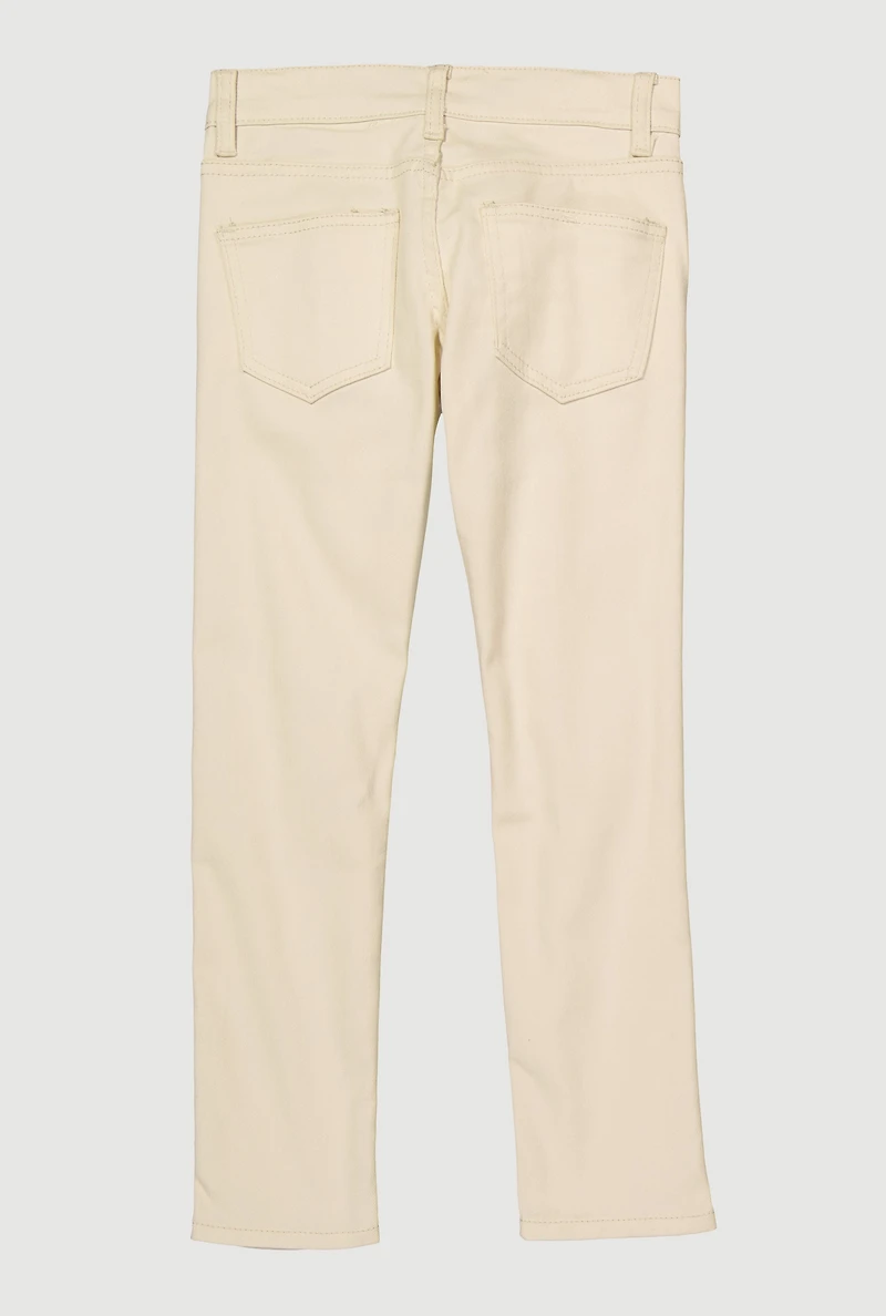 Boys Patch and Repair Distressed Skinny Jeans, Khaki,