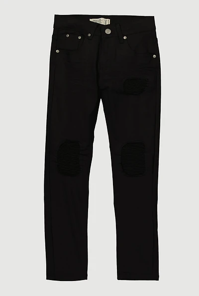 Boys Patch and Repair Moto Skinny Jeans, Black, Size 16